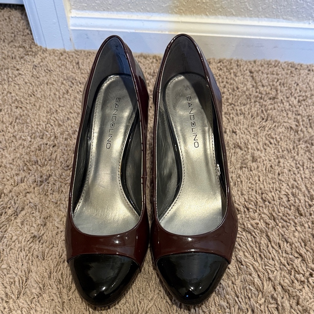 Bandolino Glossy Maroon and Black Heels